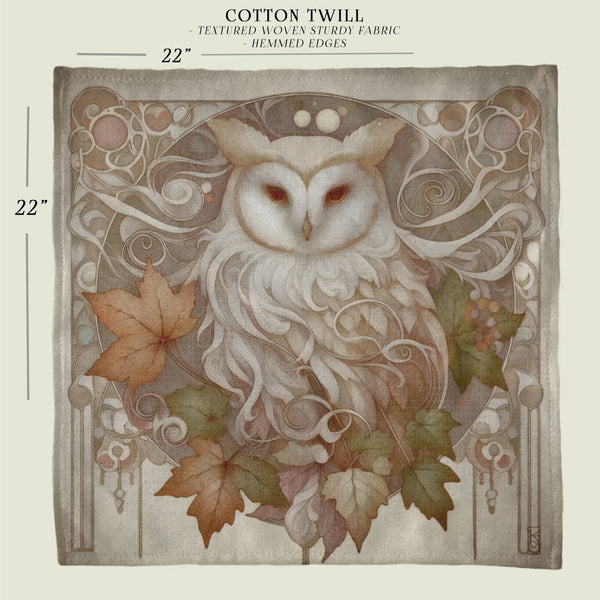 a picture of an owl with leaves on it
