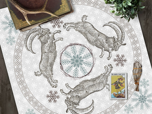 Yule Goat Altar Cloth - Perfect For Decor And Tarot Readings Square