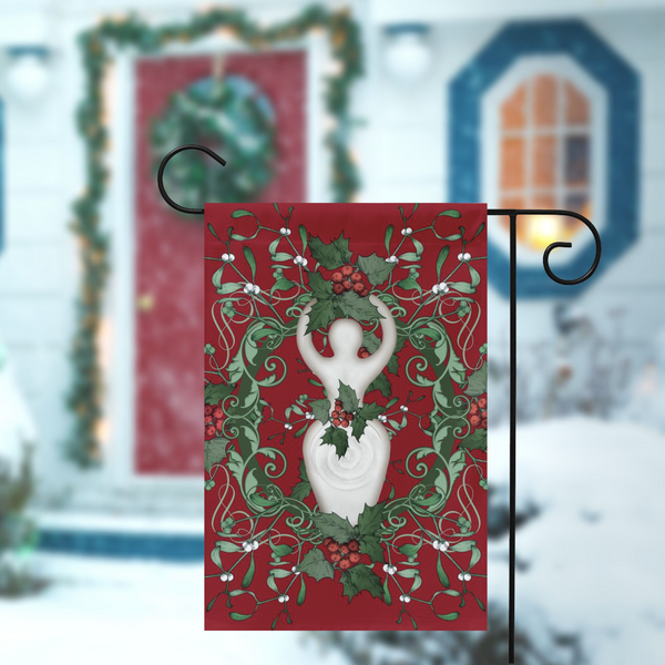 Yule Holly Goddess Garden Flag