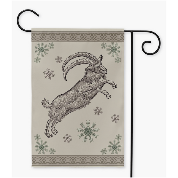 Yule Goat Garden Flag Whimsical Julbock Decoration Single / 12X18 Inch