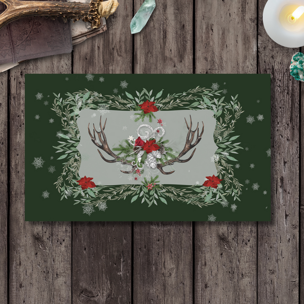 Winter Altar And Tarot Cloth - Antler Botanical Design Rec