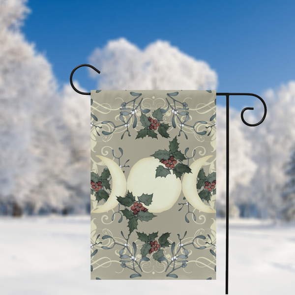 Yule Triple Moon Antique Cream Garden Flag