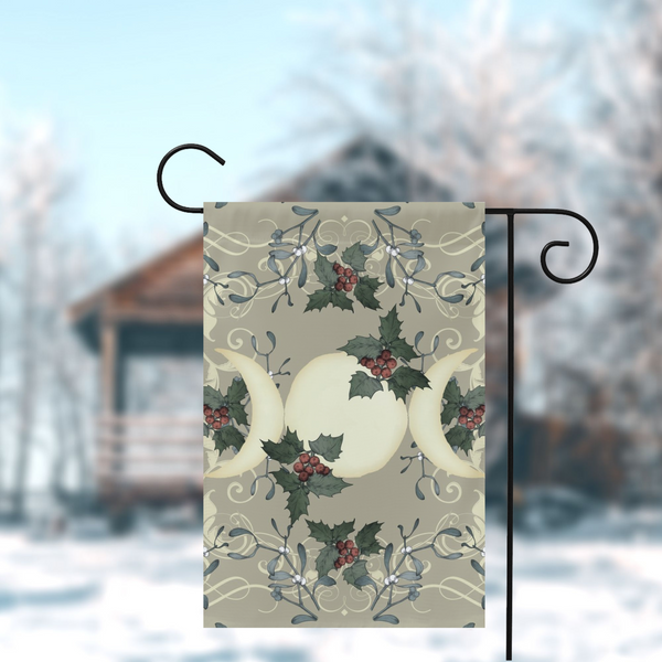 Yule Triple Moon Antique Cream Garden Flag