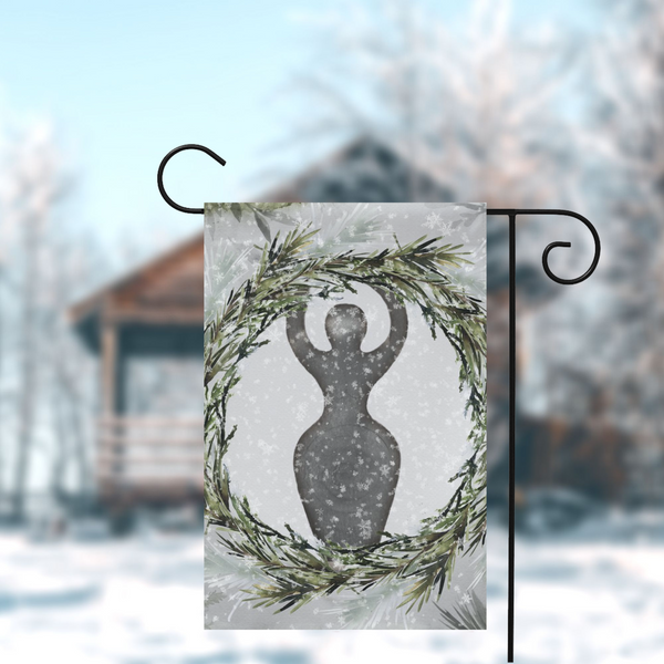 Frost And Pine Goddess Garden Flag