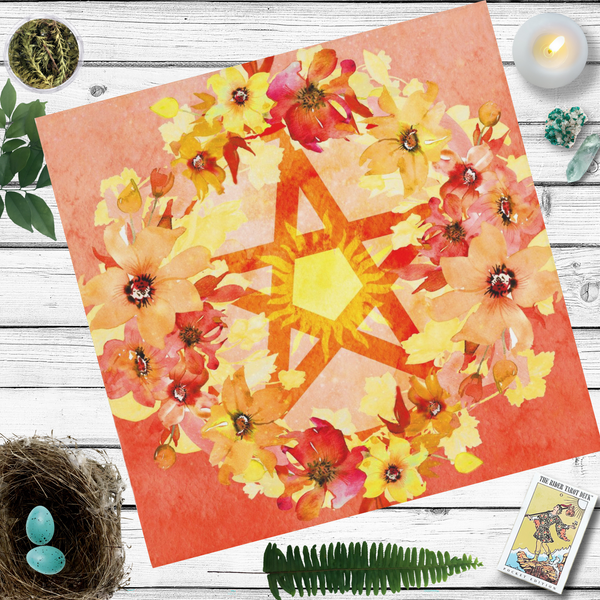Summer Sun Pentacle Altar Or Tarot Cloth - Wicca Witch Pagan Decor Square