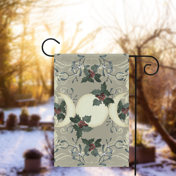Yule Triple Moon Antique Cream Garden Flag