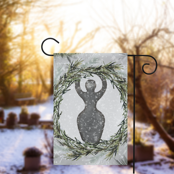 Frost And Pine Goddess Garden Flag