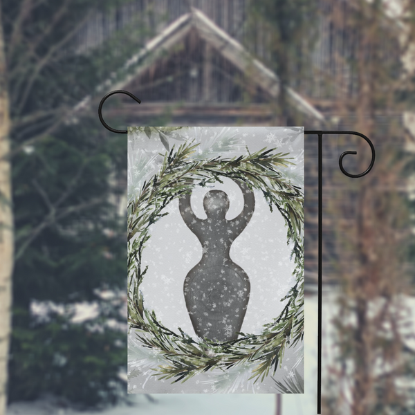 Frost And Pine Goddess Garden Flag