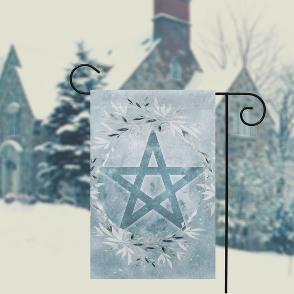 Winter Blue Ice Pentacle Garden Flag