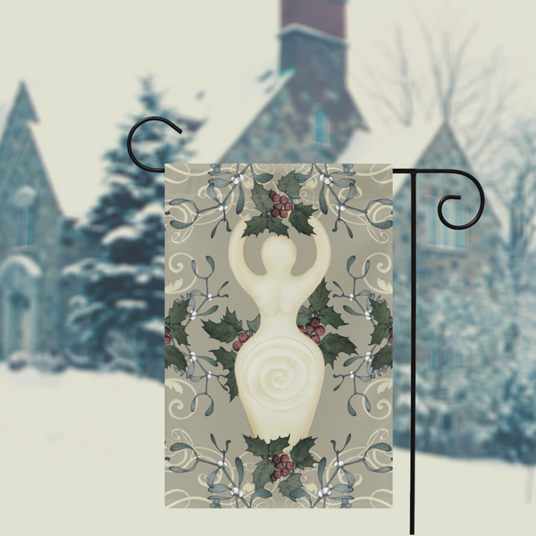 Yule Goddess Antique Cream Garden Flag