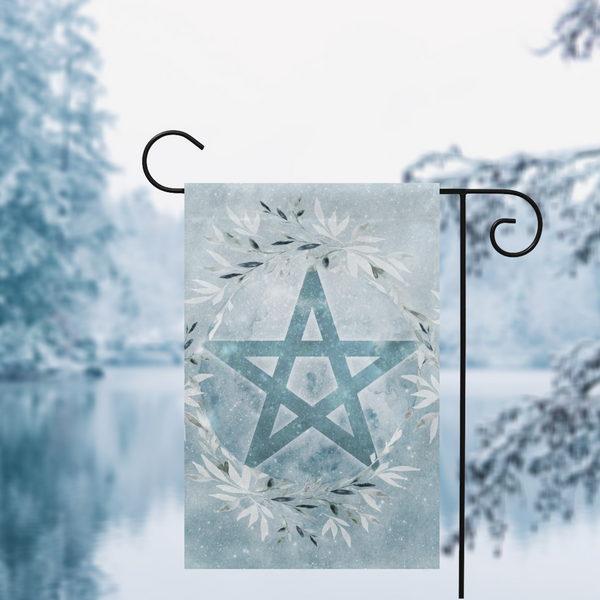 Winter Blue Ice Pentacle Garden Flag
