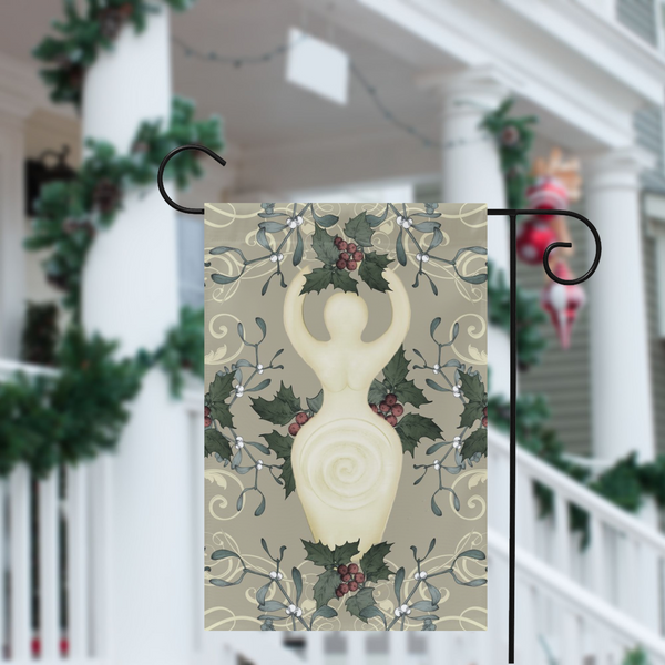 Yule Goddess Antique Cream Garden Flag