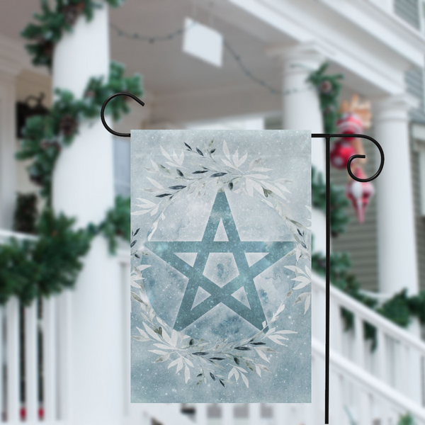 Winter Blue Ice Pentacle Garden Flag