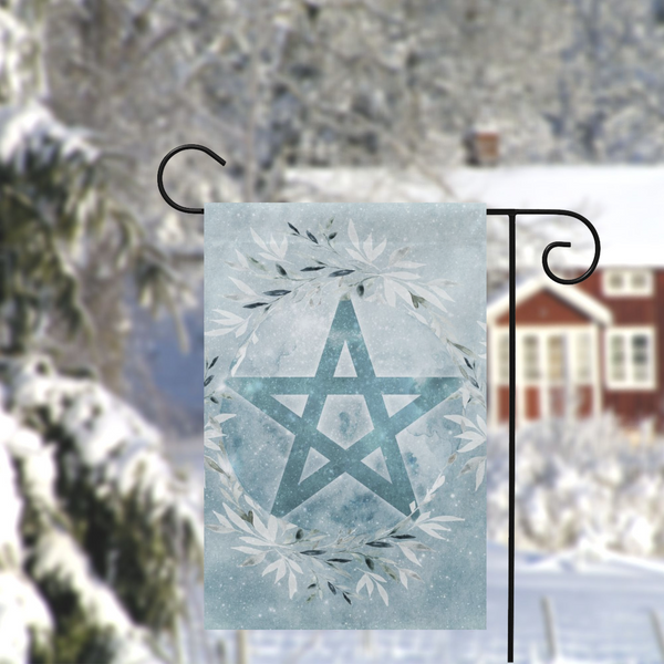 Winter Blue Ice Pentacle Garden Flag