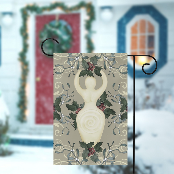 Yule Goddess Antique Cream Garden Flag