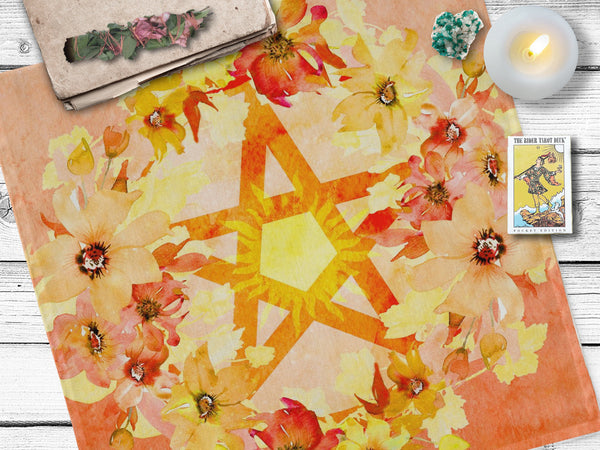 Summer Sun Pentacle Altar Or Tarot Cloth - Wicca Witch Pagan Decor Square