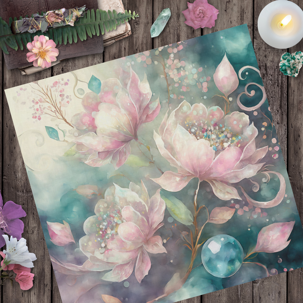 Flowery Altar Tarot Cloth Spring Ostara Flowers Pagan Witch Decor Imbolc Decoration Wicca Reading