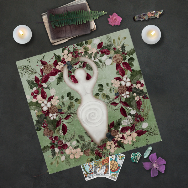 Winter Goddess Altar Cloth - Tarot Mat Witchy Decor For Yule Square