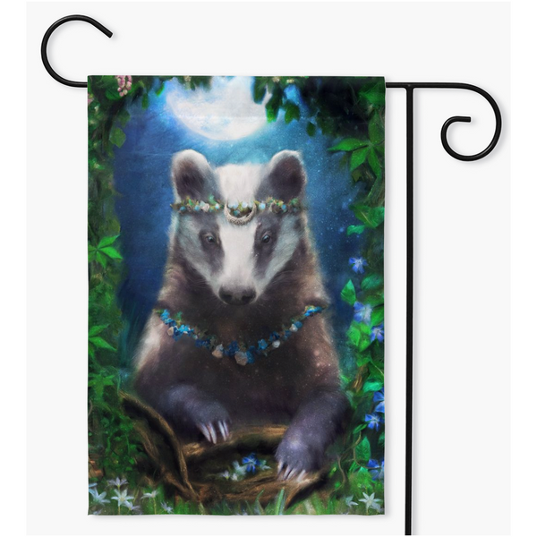 Enchanted Garden Flag - Magical Badger Decoration Single / 18.325X27 Inch