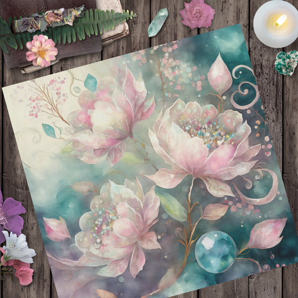 Flowery Altar Tarot Cloth Spring Ostara Flowers Pagan Witch Decor Imbolc Decoration Wicca Reading