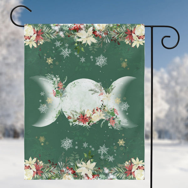 Yule Triple Moon Garden Flag - Pagan Winter Solstice Decor