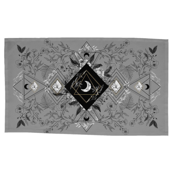 Altar Cloth - Tarot Boho Grey Moon And Black White Design Rec