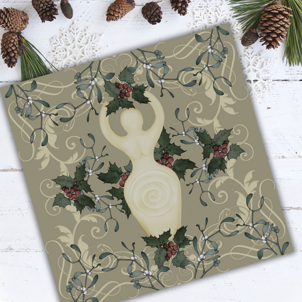 Yule Goddess Altar Cloth Tarot Reading Mat - Witch Decor Square