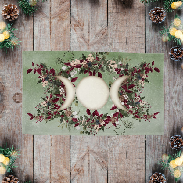 Winter Greens Yule Altar Cloth - Wicca Witch Pagan Decor Rec