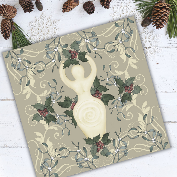 Yule Goddess Altar Cloth Tarot Reading Mat - Witch Decor Square