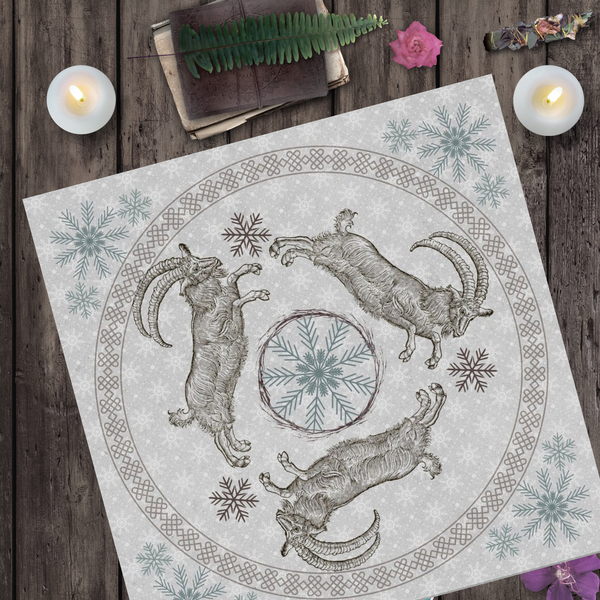 Yule Goat Altar Cloth - Perfect For Decor And Tarot Readings Square