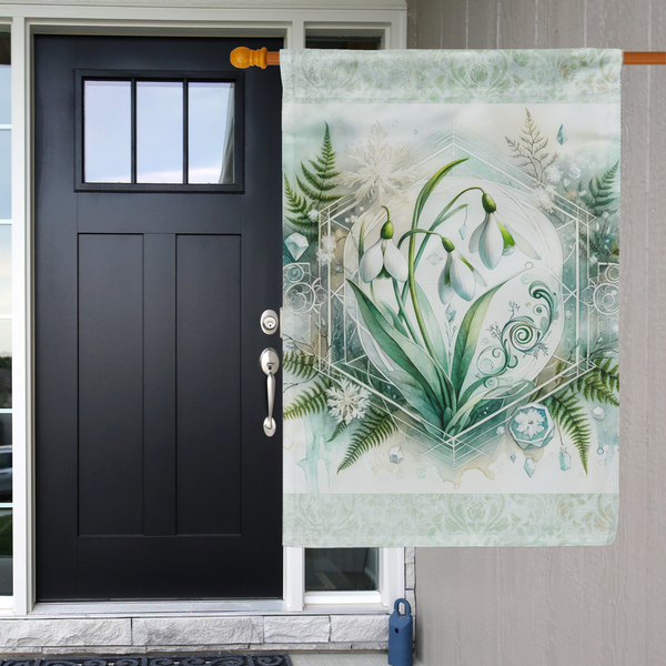 Imbolc Garden Flag Snowdrop Flowers Pagan Yard Banner Sign Decoration Spring Wicca Welcome Decor