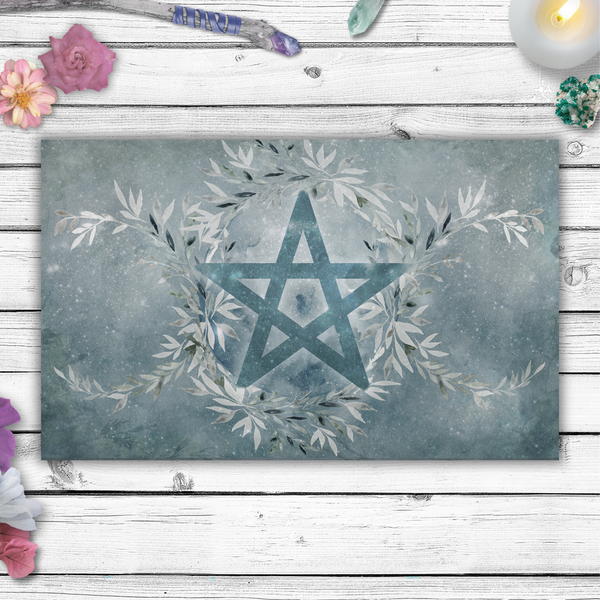 Winter Blue Ice Pentacle Altar Cloth Rec