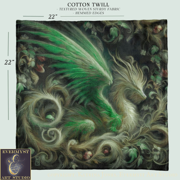 Dragon Dream Green Square Altar Cloth Tarot Mat Altar Cloth Square
