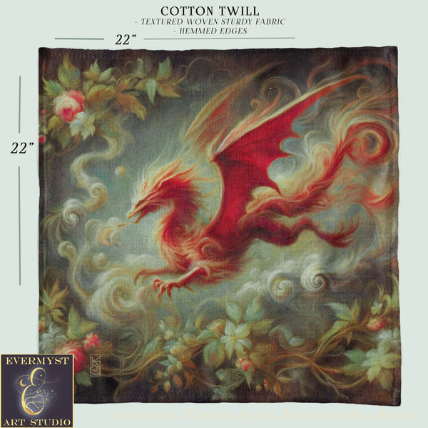 Dragon Dream Red Square Altar Cloth Tarot Mat Altar Cloth Square