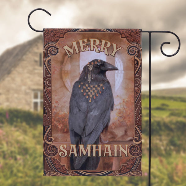 Samhain Raven Garden Flag - Witchy Crow Autumn Decoration