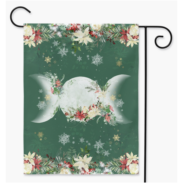 Yule Triple Moon Garden Flag - Pagan Winter Solstice Decor