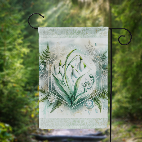 Imbolc Garden Flag Snowdrop Flowers Pagan Yard Banner Sign Decoration Spring Wicca Welcome Decor