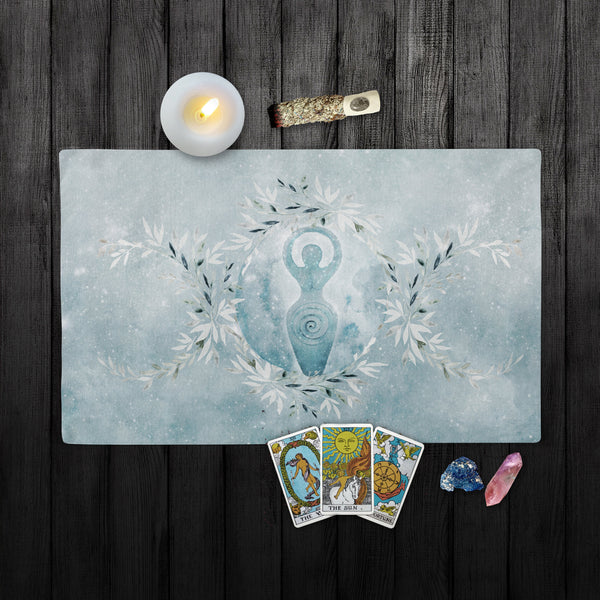 Winter Goddess Altar Cloth - Wicca Pagan Yule Tarot Cotton Twill Rec