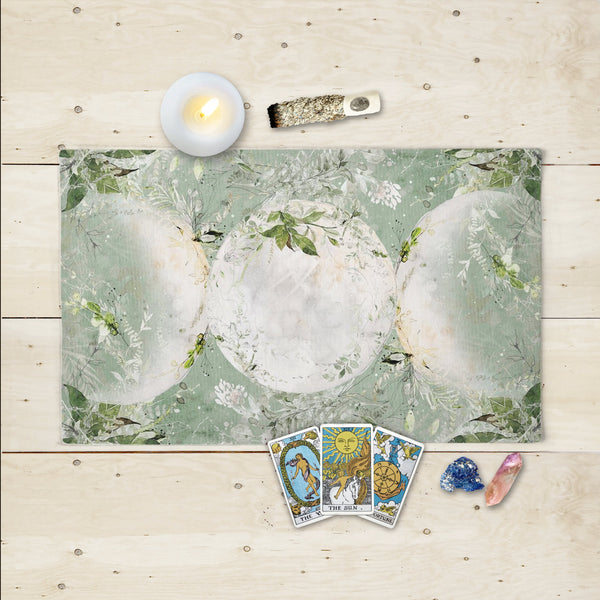 Enchanted Wild Triple Moon Altar Cloth Wicca Goddess Witch Tarot Mat Cotton Twill Rec