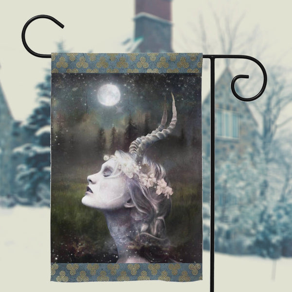 Horned Goddess Garden Flag - Witchy Pagan Decor For Your