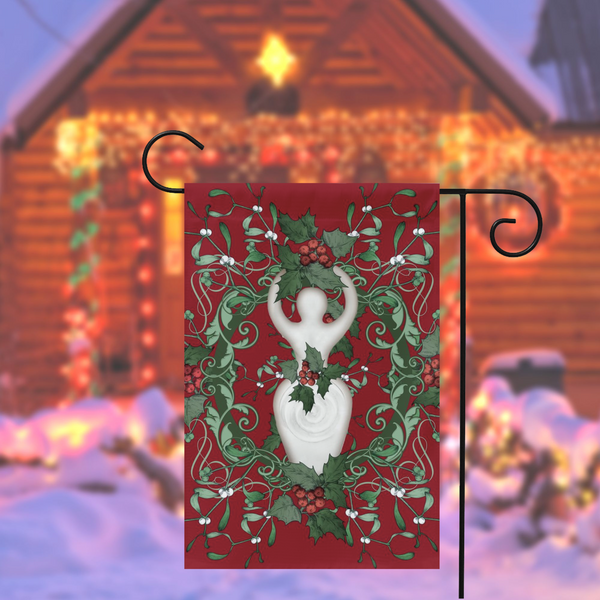 Yule Holly Goddess Garden Flag