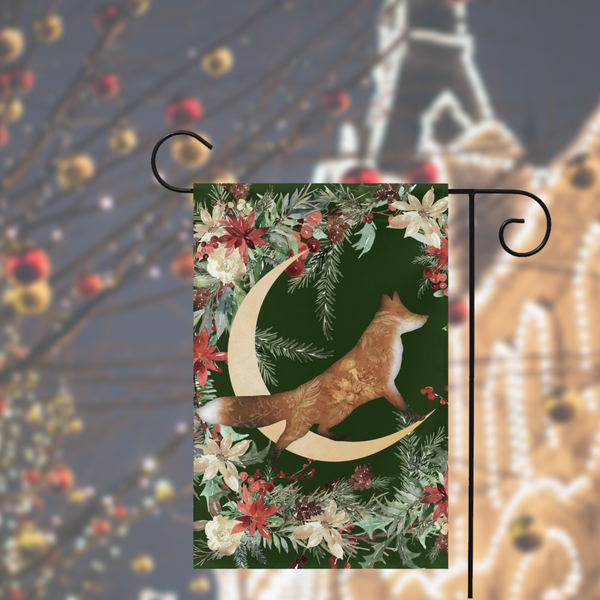 Winter Forest Fox Garden Flag - Whimsical Cottage Banner