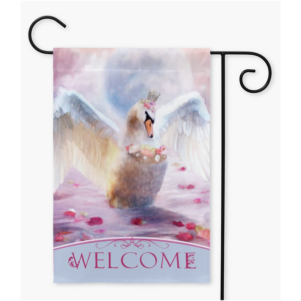 Enchanting White Swan Garden Flag - Magical Decor Single / 12X18 Inch