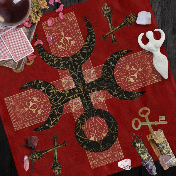 Hecate Symbol Altar Cloth - Witch Pagan Tarot Mat Decor 22X22 Inch Twill Square