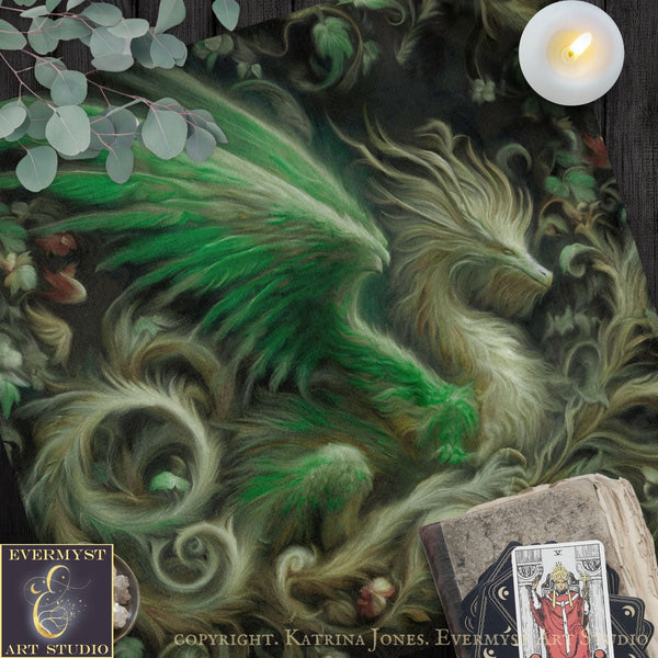 Dragon Dream Green Square Altar Cloth Tarot Mat Altar Cloth Square