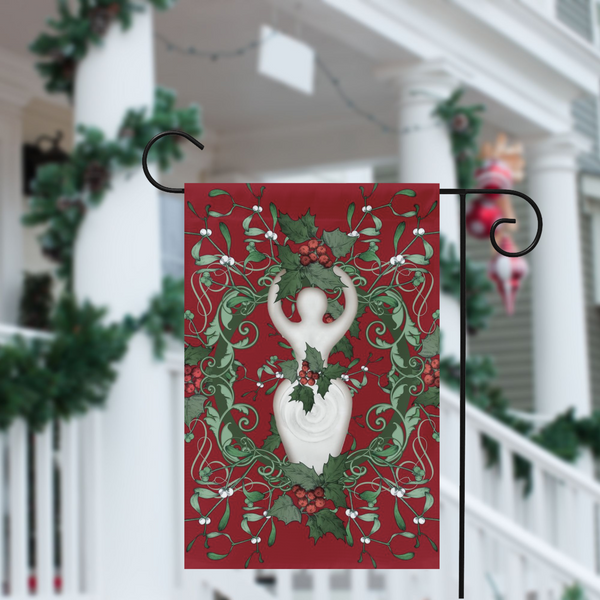Yule Holly Goddess Garden Flag