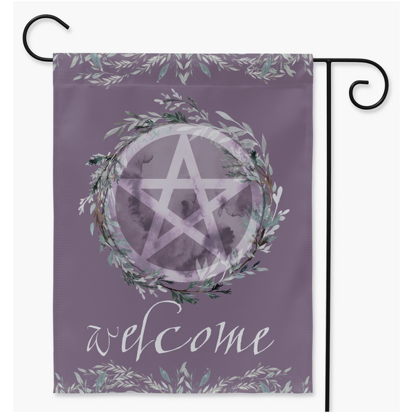 Witchy Garden Flag With Pentacle And Moon Design