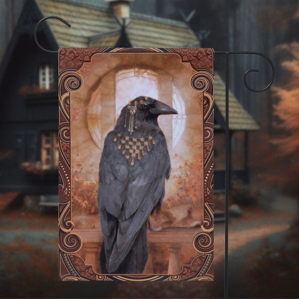 Raven Garden Flag - Witchy Autumn Decoration