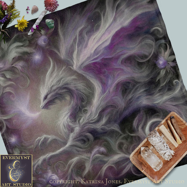 Dragon Dream Purple Square Altar Cloth Tarot Mat Altar Cloth Square