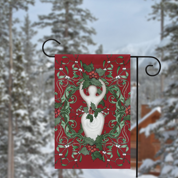 Yule Holly Goddess Garden Flag